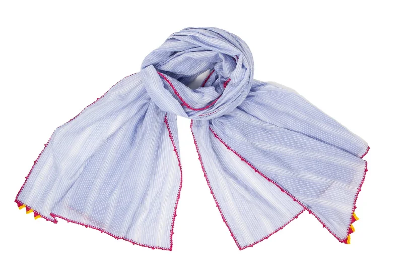 Women's Large Stripes Scarf In Sky