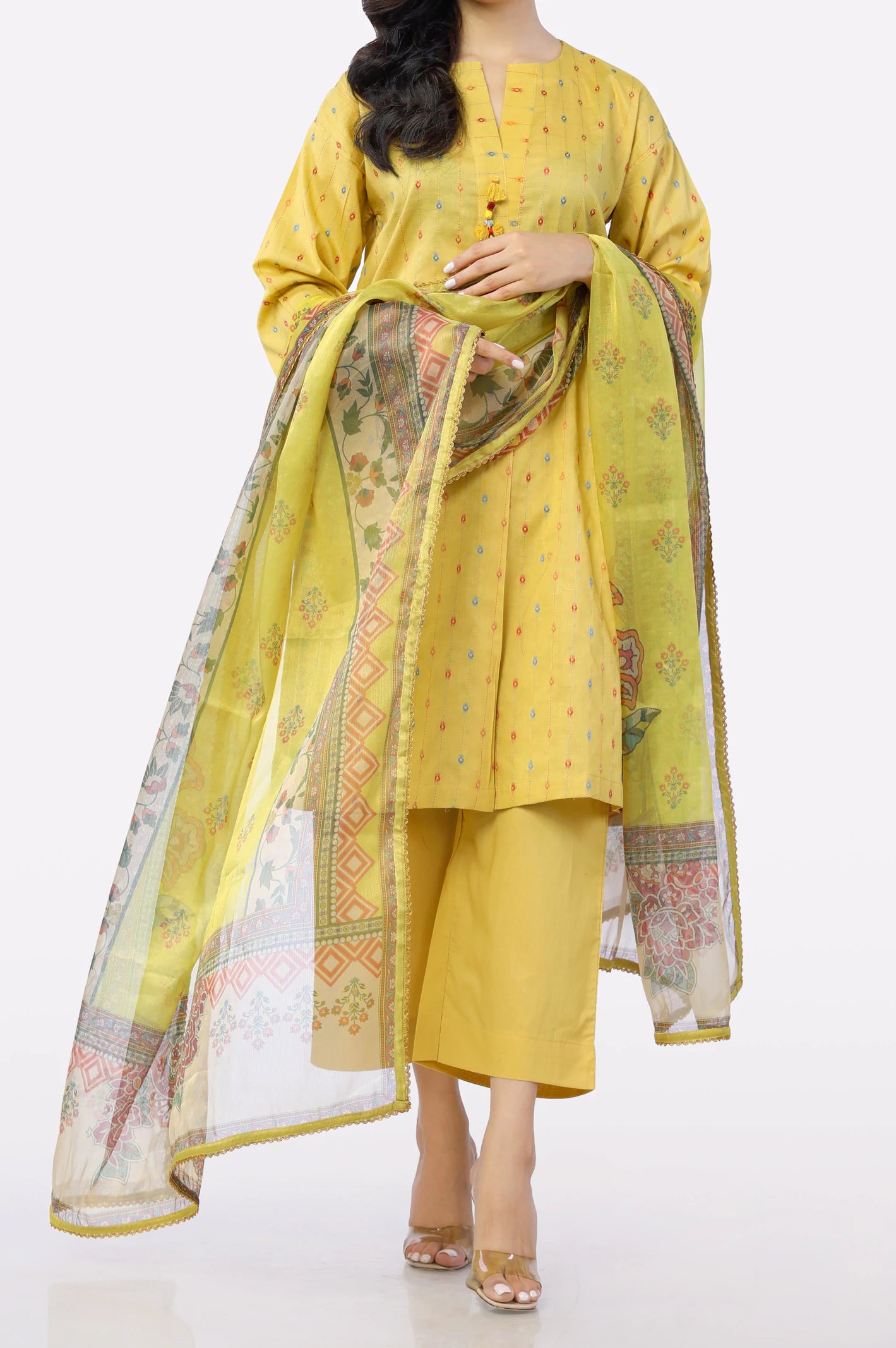 Lime Printed Dupatta