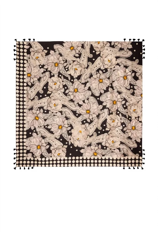 Women's Daisy Duchesse Silk Scarf In Black