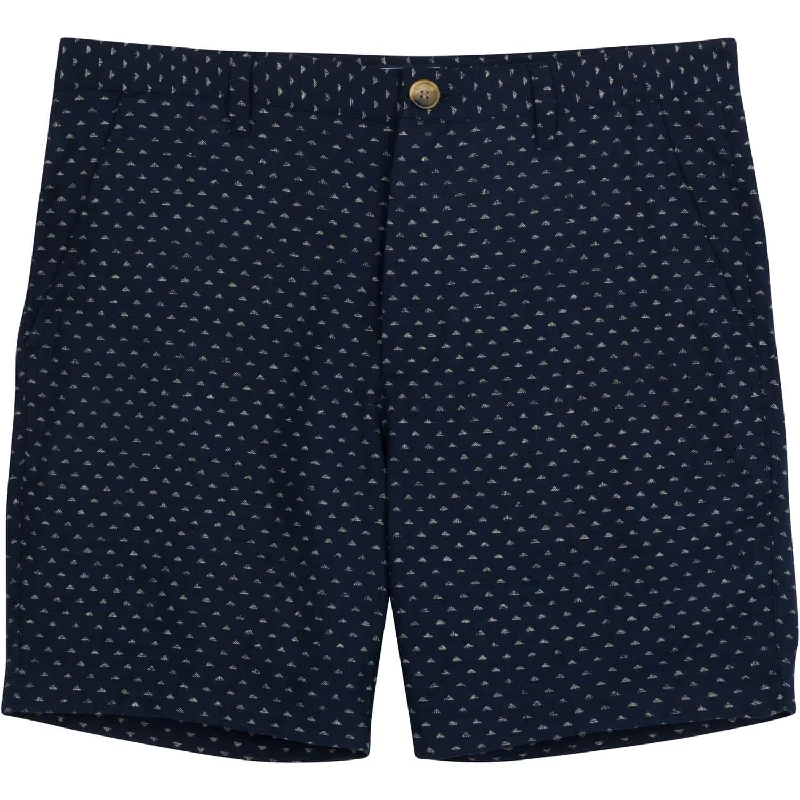 Dark Indigo Blue Japanese "Uroko-Inspired" Print Cotton Shorts - Made in USA