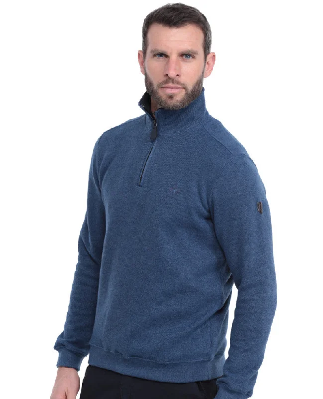 Ethnic Blue 1/4 Zip Long Sleeve Sweater