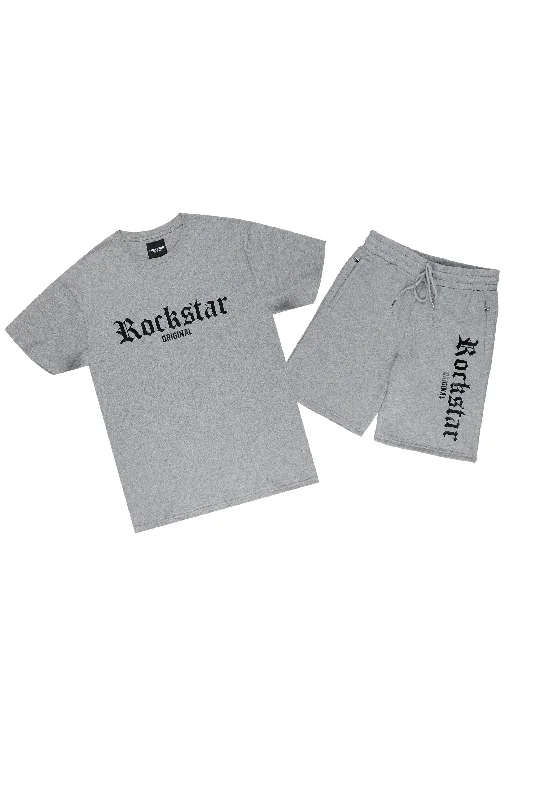 Golden Heather Grey Graphic T-Shirt Short Set