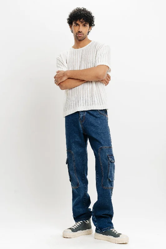 Men's Blue Cargo Jeans