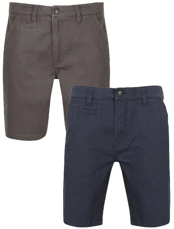 Daly 2 Pack Cotton Twill Chino Shorts with Stretch in Mood Indigo / Dark Grey - South Shore