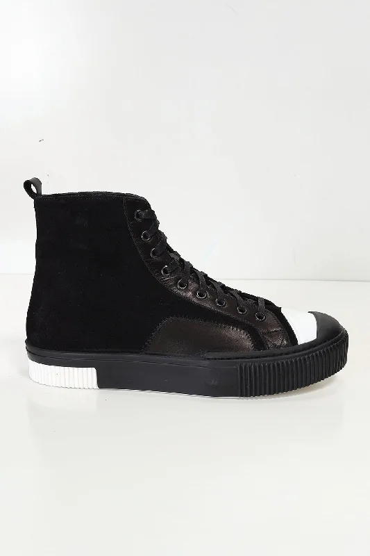 The King Leather and Suede High Tops - Black Suede