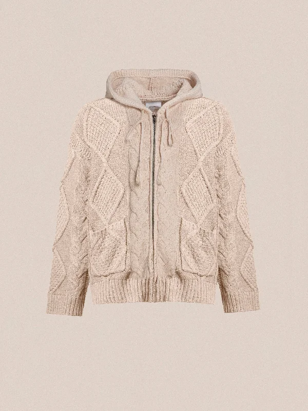 Zip Up Cable Knit Hoodie