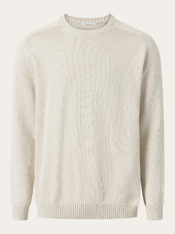 Plain knitted crew neck - Buttercream