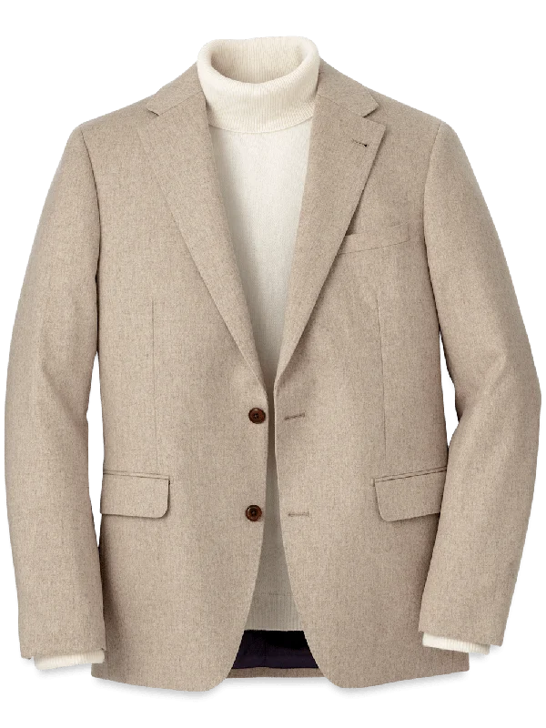 Cashmere Single Breasted Notch Lapel Sport Coat - Oatmeal