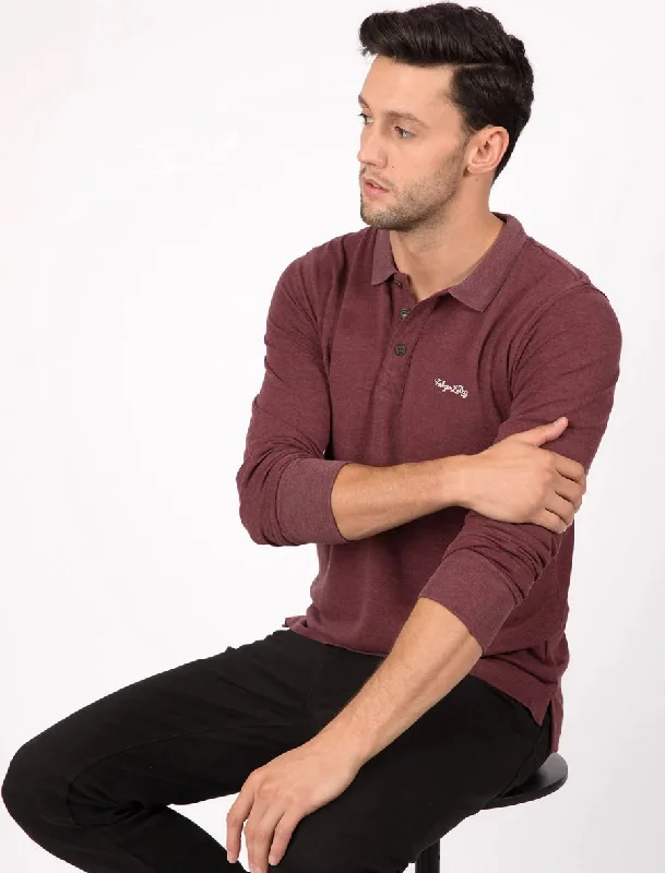 Cosenza Long Sleeve Polo Shirt in Vineyard Marl - Tokyo Laundry