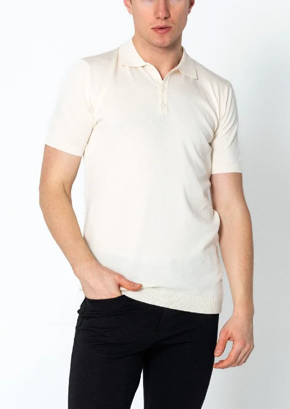 Lightweight Tonal-button Polo Tee - Off White