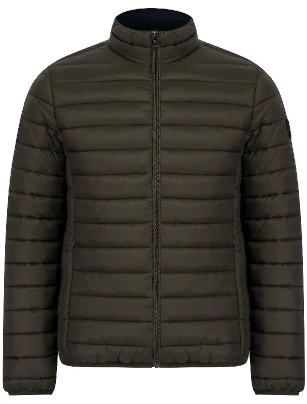 Inigo Funnel Neck Quilted Puffer Jacket in Khaki - Tokyo Laundry