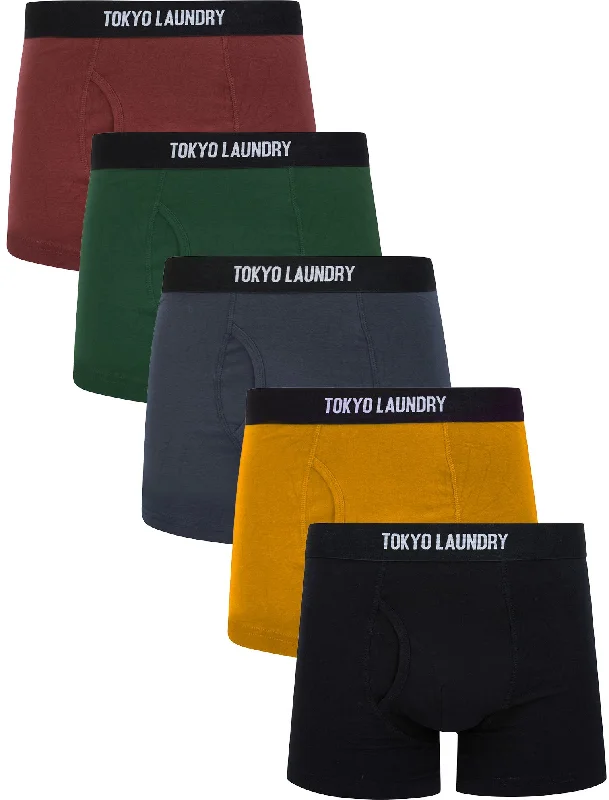 Koman (5 Pack) Cotton Sports Boxer Shorts Set in Autumn - Tokyo Laundry