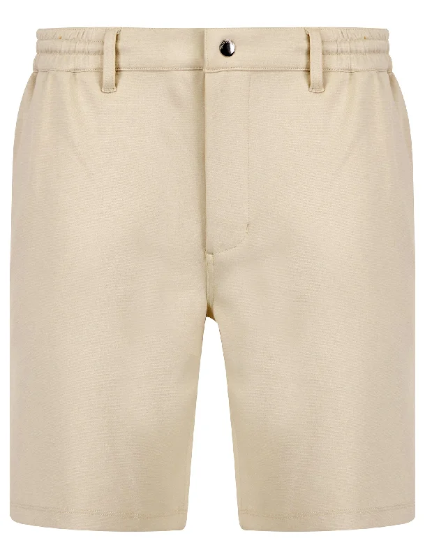 Voyage Stretch Fabric Jersey Chino Shorts in Natural - Tokyo Laundry