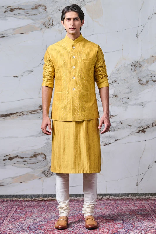 Yellow All Over Textured Bundi