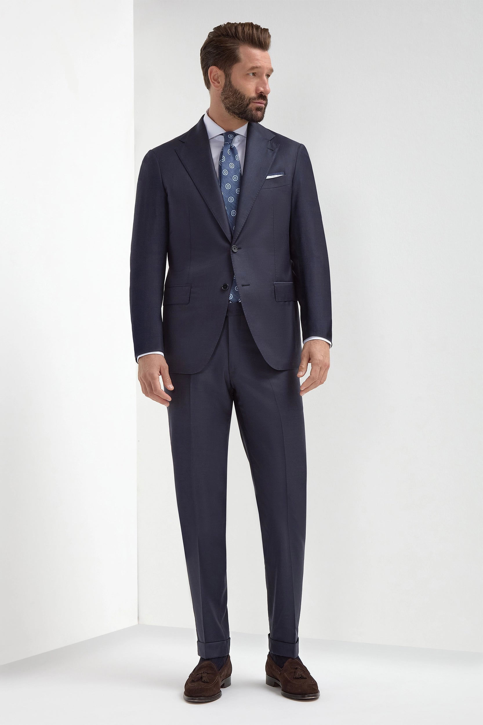 Blue Avio Full Canvas Suit - Made in Italy