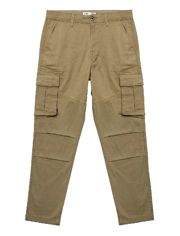 Ralston Stretch Cotton Twill Multi-Pocket Cargo Trousers In Chinchilla Stone - Tokyo Laundry