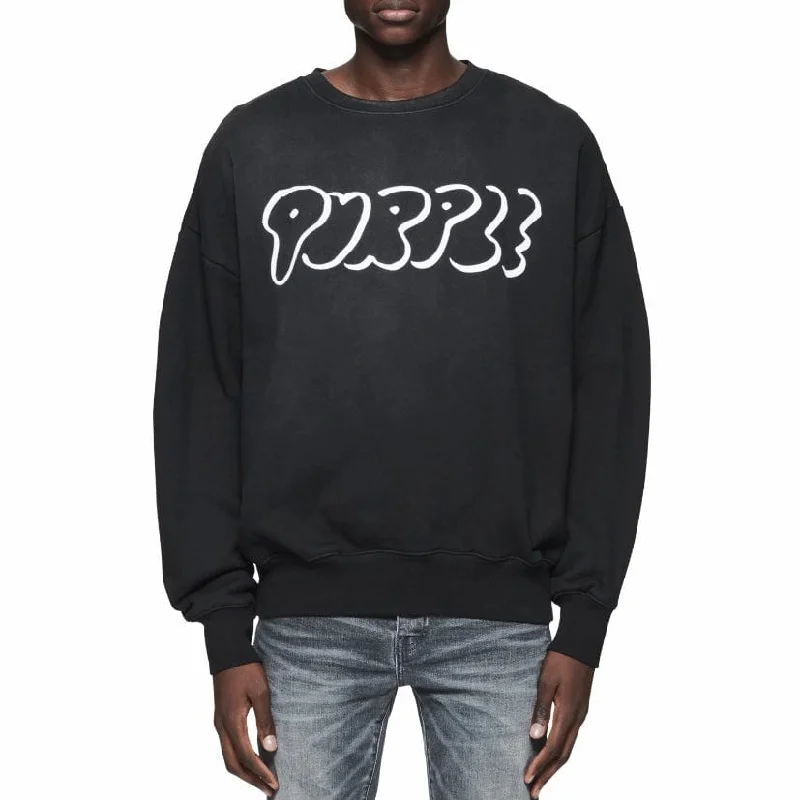 Purple Brand Outline Hwt Fleece Crewneck (Black) P402-HBBO124