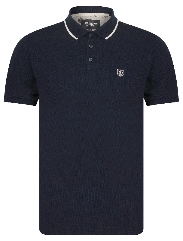 Buckfast Cotton Pique Polo Shirt in Sky Captain Navy - Kensington Eastside