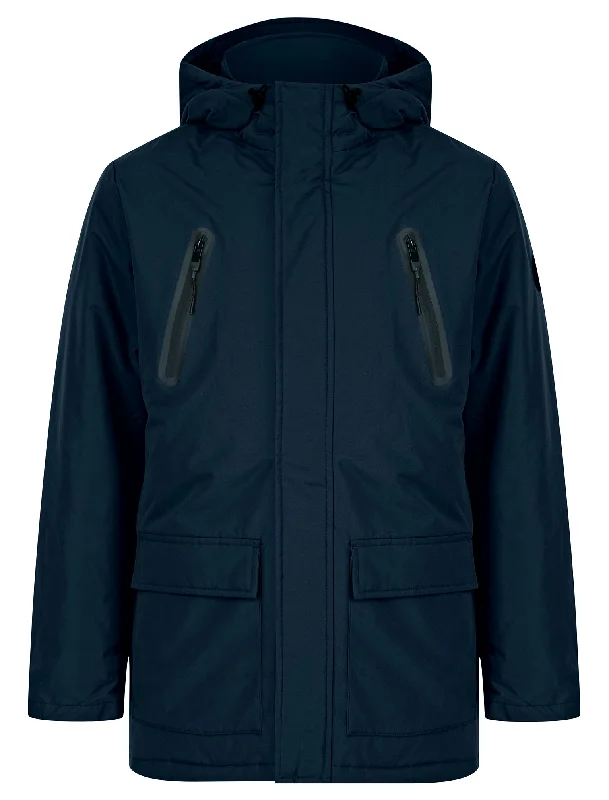 Damani Padded Parka Jacket with Hood in Navy - Tokyo Laundry