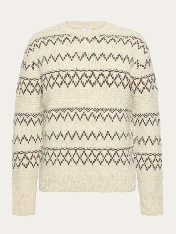 Knitted pattern crew neck - RWS - Beige stripe