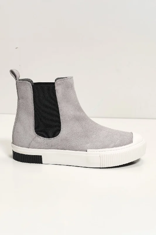 The King Suede Leather and Rubber Sole Chelsea Boots - Grey