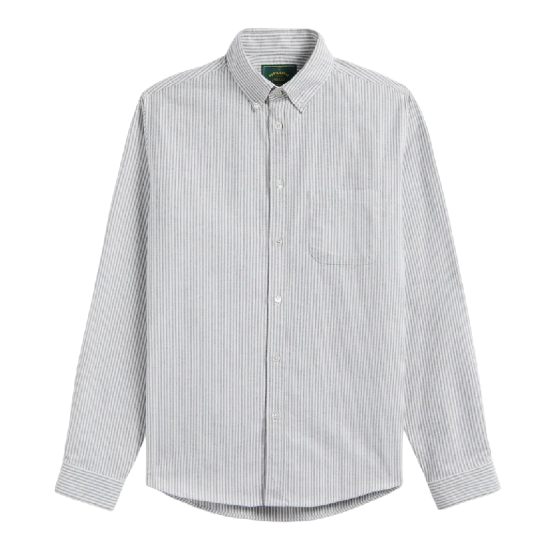 Brushed Oxford Stripe - Moss Green & White