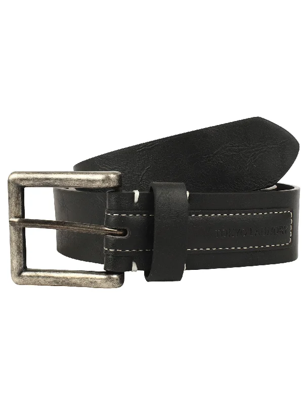 Oxnoble Faux Leather Belt with Debossed Patch In Black - Tokyo Laundry