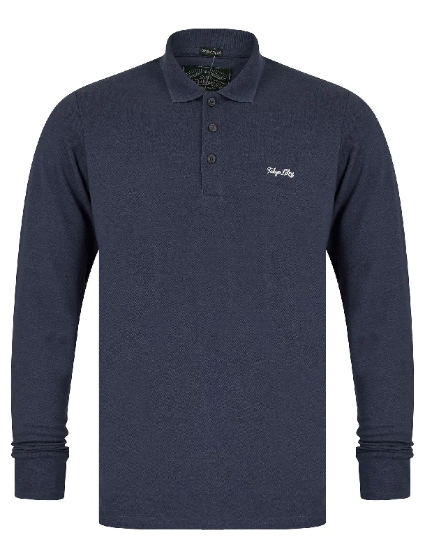 Cosenza Long Sleeve Polo Shirt in Mood Indigo Marl - Tokyo Laundry