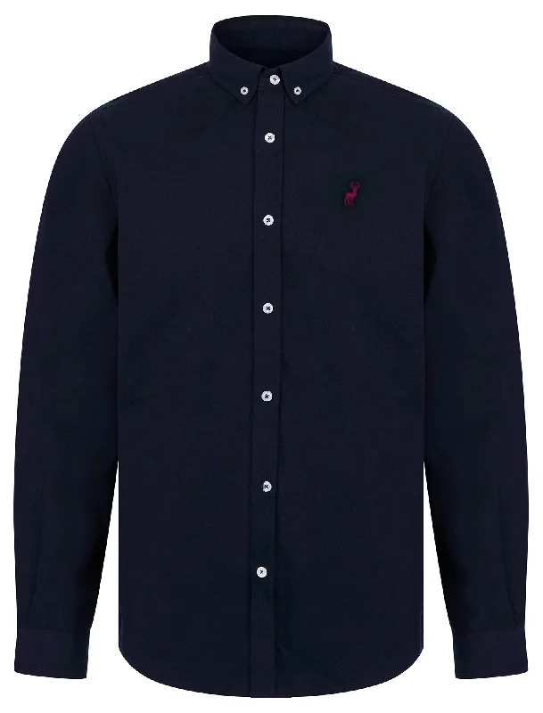 Leyburn Cotton Twill Long Sleeve Shirt in Sky Captain Navy - Kensington Eastside