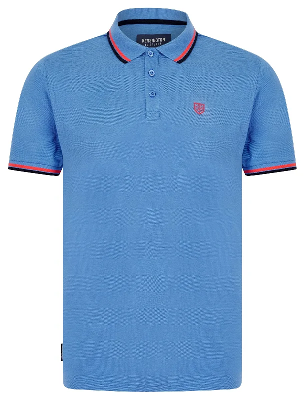 Saints Cotton Pique Polo Shirt in Blue Yonder - Kensington Eastside