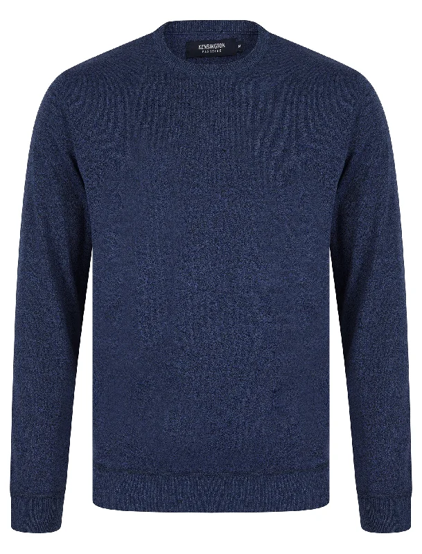 Barney 2 Crew Neck Birdseye Pique Jumper in Blue - Kensington Eastside