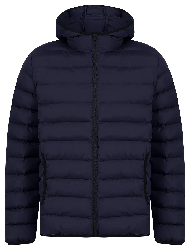 Tamary Quilted Puffer Jacket with Hood in Sky Captain Navy - Tokyo Laundry