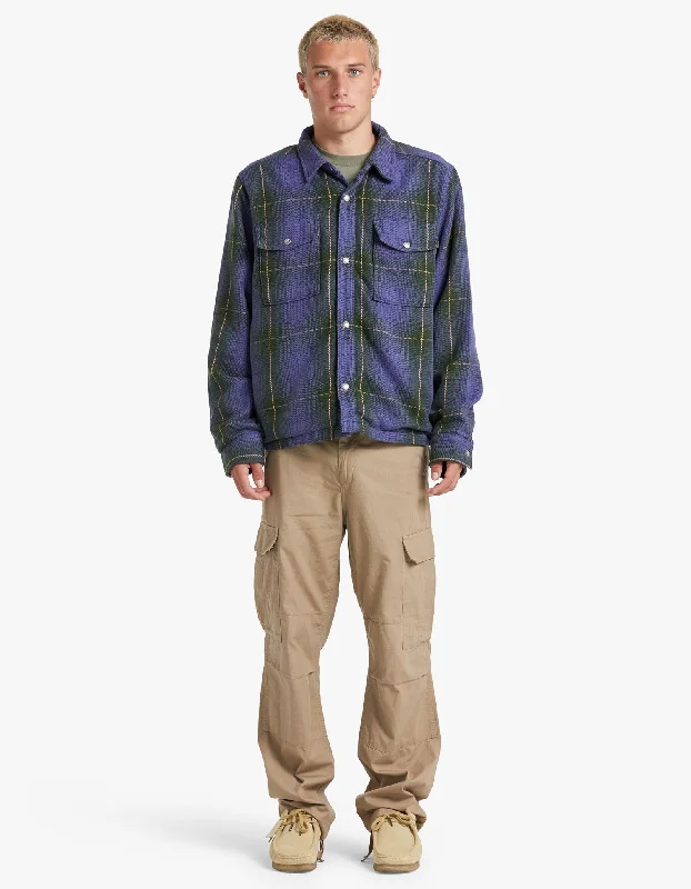 Mens Valley Twill Utility Shacket - Pine Needle Large Half Dome Shadow Plaid