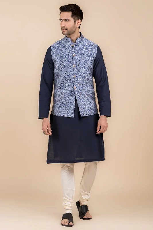 Navy Resham Brocade Bundi