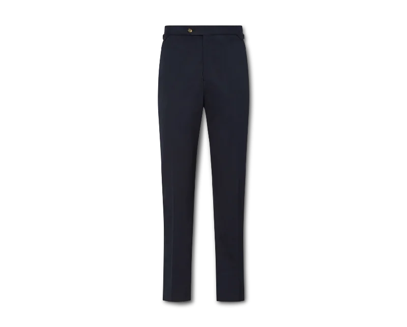 Navy Flat Front Cotton Chinos