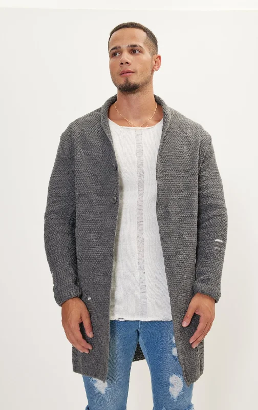 Distorted Knitted Cardigan - Anthracite