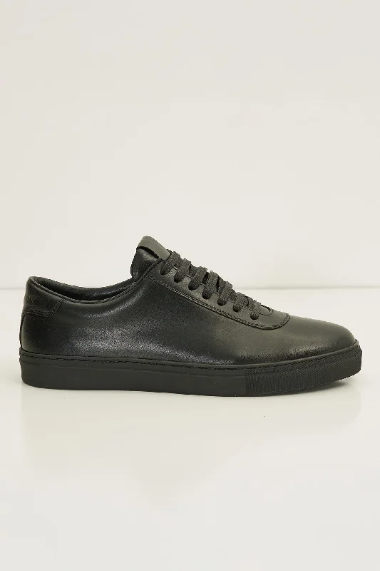 All Leather Court Sneakers  - Black Black