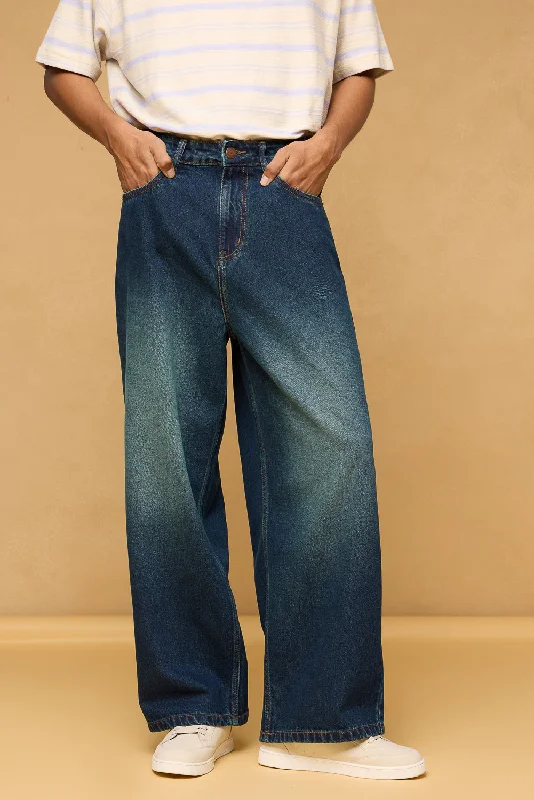 Sea Blue Men's Wide Leg Jeans