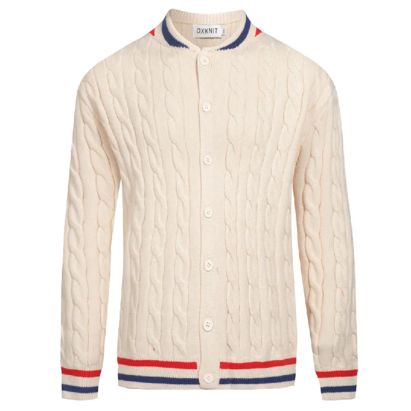 Men's white apricot vintage twist knit coat