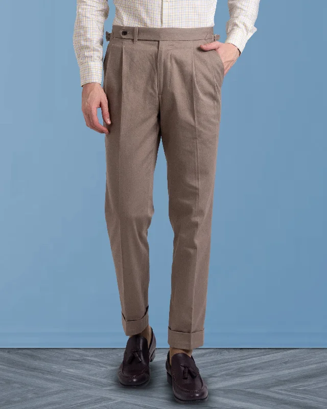 Pleated Sondrio Drab Twill Pant