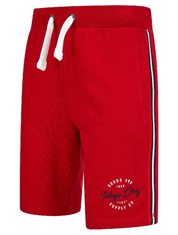 Taper Brushback Fleece Jogger Shorts with Tap Detail in Barados Cherry  - Tokyo Laundry