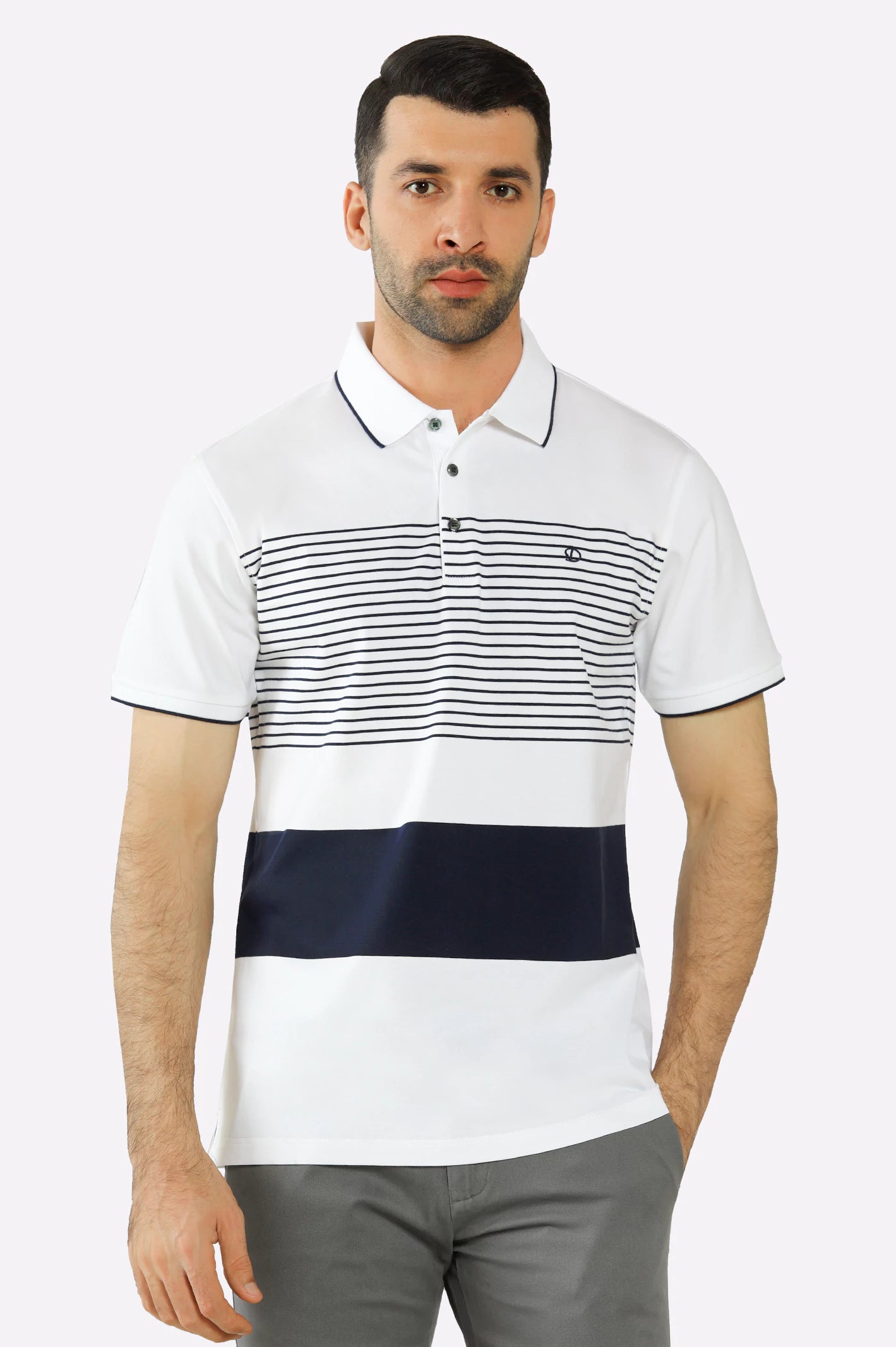 White Yarn Dyed Polo