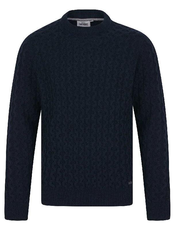 Nonso Wool Blend Chunky Cable Knitted Jumper in Ink - Tokyo Laundry