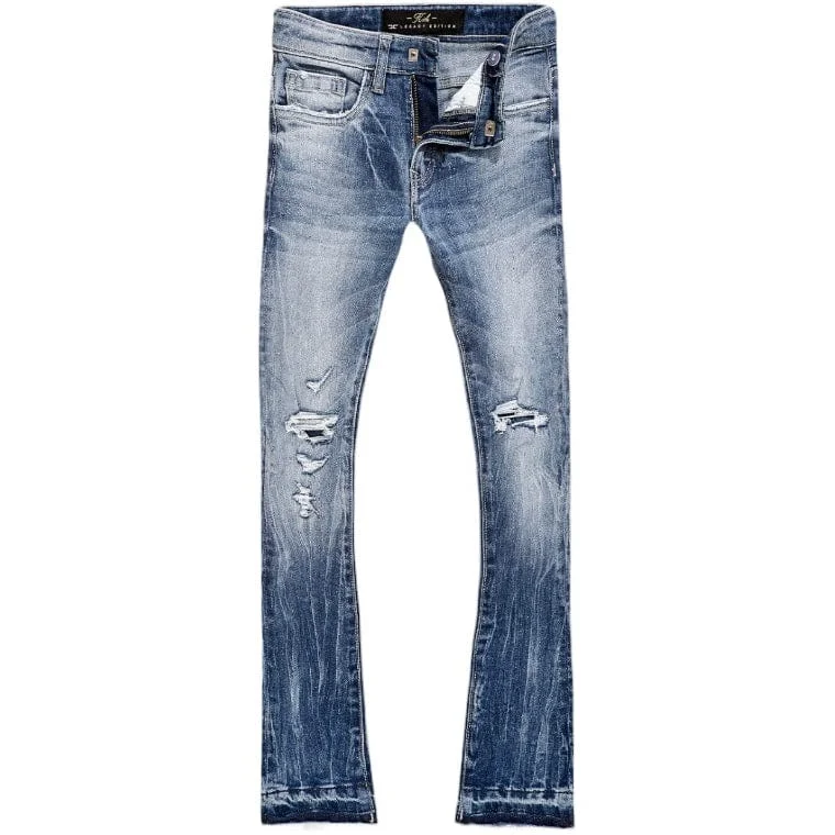 Kids Jordan Craig Attitude Stacked Denim (Medium Blue) JTF1214K