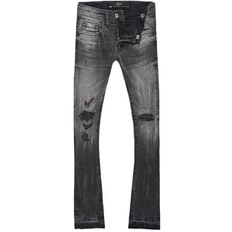 Kids Jordan Craig Attitude Stacked Denim (Black Shadow) JTF1214K