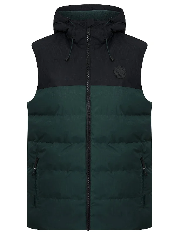 Tarlo Micro-Fleece Lined Hooded Quilted Puffer Gilet in Jet Black - Tokyo Laundry