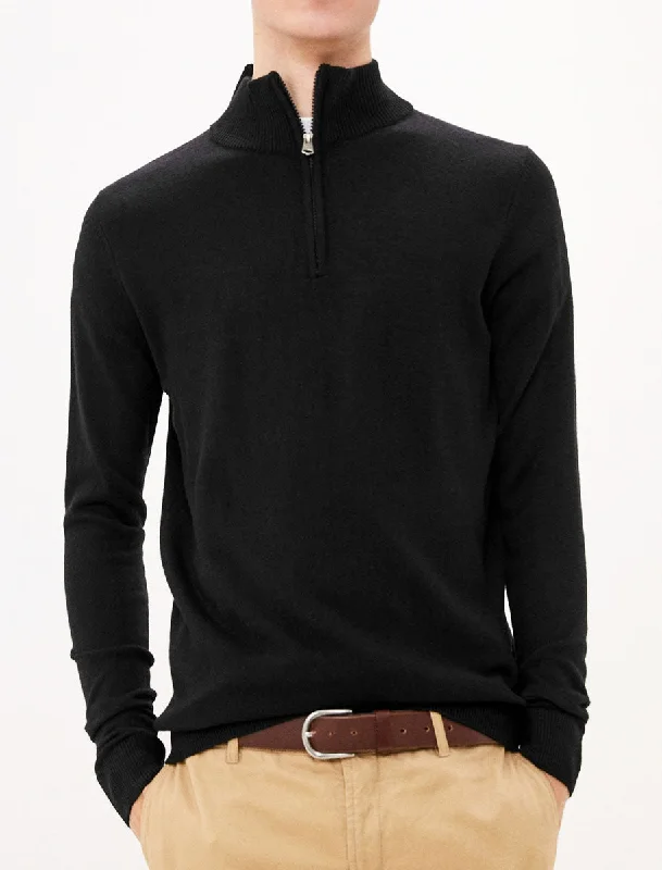 Redwood 2 Half Zip Neck Cashmilon Knit Jumper in Black - Kensington Eastside