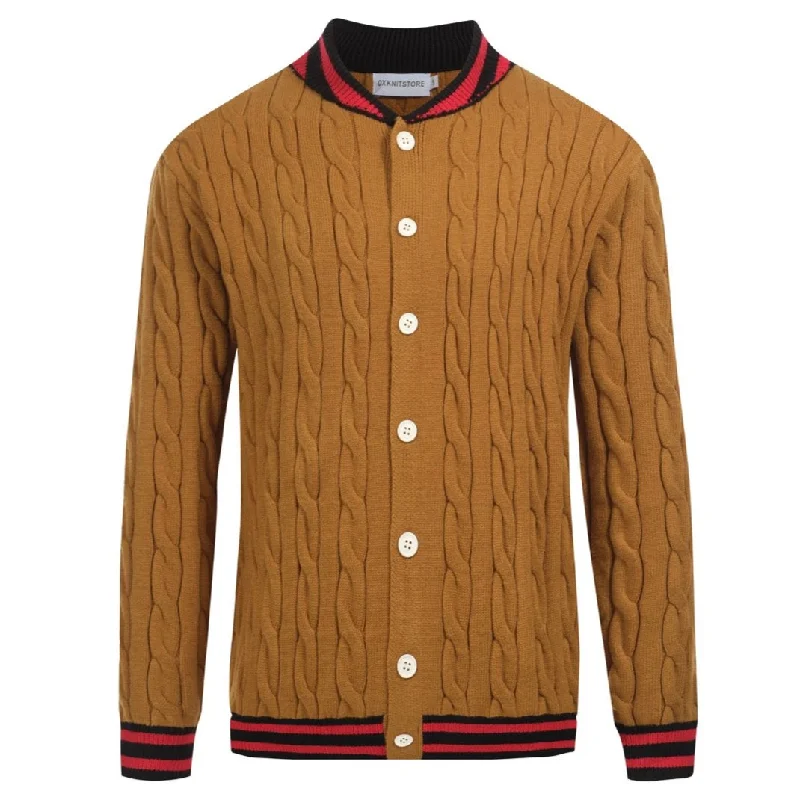 Men's coffee color vintage cardigan sweater coat