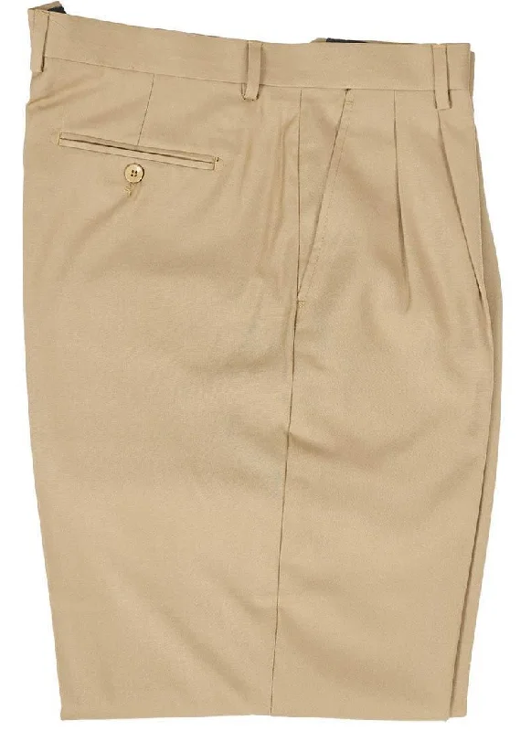 Khaki Peated Wide Fit Pants