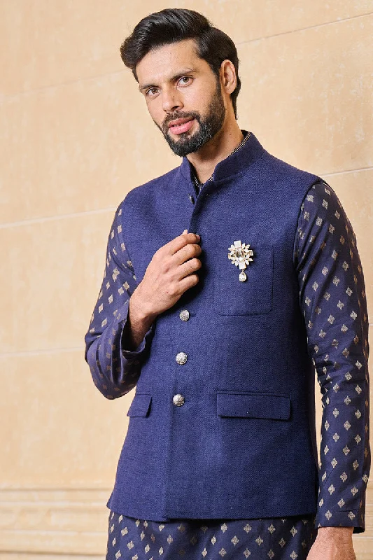 Solid Navy Cotton Bundi